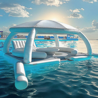 Plateforme gonflable flottante pour jeux aquatiques, équipement de piscine, PVC Drop Stitch, plateforme de jet ski gonflable avec tente