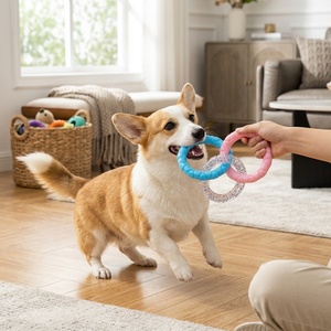 Jouet interactif pour chien à deux tons, anneau de traction durable en caoutchouc TPR, anneau à mâcher pour chien, jouet d'entraînement pour tirer la corde pour chiens de taille moyenne à grande - Product Image 3