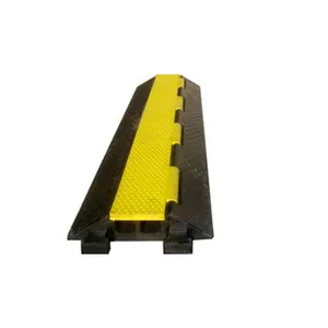 2-Channel PVC Cable Protector Rubber Driveway Curb Ramp and Speed Hump for Outdoor Road Use