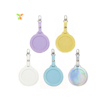 Porte-badge en cuir PU, organisateur de rangement peu encombrant, étui de rangement mignon et rond pour épingles de collection