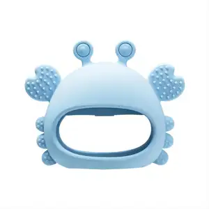 New Silicone Crab Shape Teether Baby Teething Toys Hand Teether Funny Baby Teether Soft Silicone For Infant Silicone Opp Bag BL