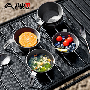 Beishanlang Outdoor Camping Cookware Set Aluminum Alloy Portable Bowl 1-3L High Temperature Resistant Grey Round - Product Image 1