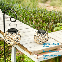 Lanterne solaire suspendue en corde de chanvre bohème, corps en métal + ABS, étanche IP55, décoration de jardin extérieure, finition noire