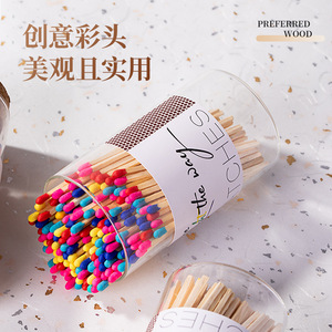 ขวดแก้วใส่ไม้ขีดไฟพร้อมฝาไม้ก๊อก หัวไม้ขีดหลากสี เผาไหม้นาน ปลอดภัย ปราศจากฟอสฟอรัส ของขวัญสำหรับตกแต่งบ้าน - Product Image 3