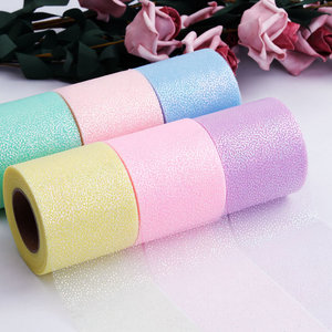 Rouleau de maille irisée style coréen de 6 cm x 25 yards avec petits points argentés pour nœuds de cheveux, accessoires de <span class=keywords><strong>tutu</strong></span> faits main DIY - Product Image 1