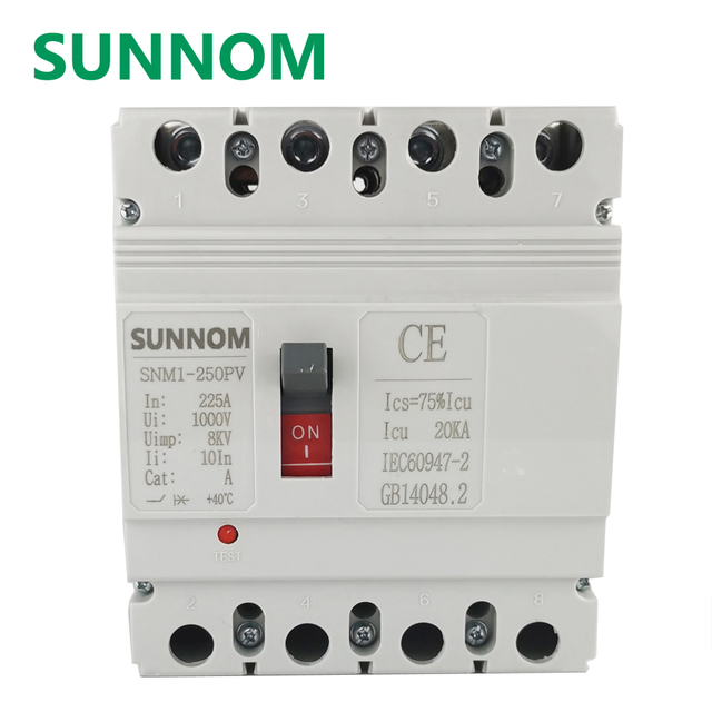 SNMI-250PV SUNNOM 1000V 80A PV Power System SNMI-250PV 4 Poles DC Mccb Molded Case Circuit Breaker