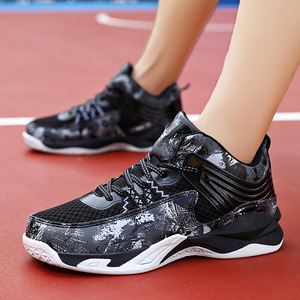 High Top Breathable Mesh Non Slip Cushioning Ankle Support Men Women Training <strong>Outdoor</strong> Court <strong>Basketball</strong> <strong>Shoes</strong> Sneakers - Product Image 2