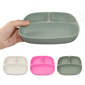 BPA Free Silicone Kids Dining <b>Divided</b> Suction Plate With Lid Food Grade Toddler Safety Mealtime Utensils Dinnerware - Product Image 3