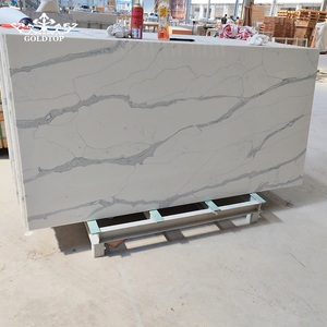 Goldtop Wholesale Customized Size 6021 Glacier <b>White</b> Artificial Stone Countertops for Luxury Apartment Project for Kitchen Use - Product Image 5