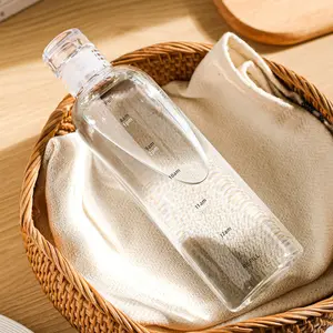 Botol minum baru bebas BPA, dapat dipakai ulang tahan bocor untuk pengingat waktu air 500ml 750ml botol air kaca borosilikat
