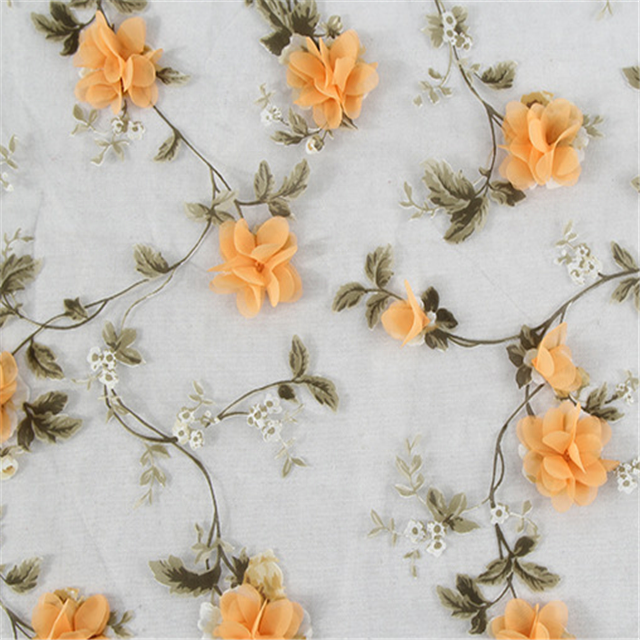 Polyester Daisy Embroidery Quipre Lace Voile
