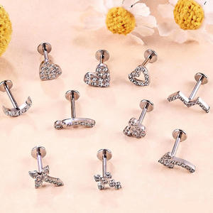 Gaby Prêt à expédier Bijou de corps <span class=keywords><strong>en</strong></span> acier inoxydable 316L plaqué or PVD, Labret, <span class=keywords><strong>Piercing</strong></span> d'oreille, Zircon, Helix, Cartilage - Product Image 4