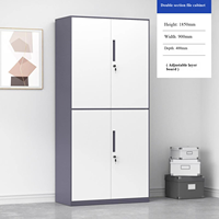Armoire de classement et de rangement métallique gris et blanc à 4 portes, verrouillable, pour bureau, armoire en acier gain de place pour espace de travail