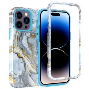 Phong cách châu Âu và Mỹ Glossy dầu và nước Stickers với hoa đá cẩm thạch trường hợp điện thoại thích hợp cho iPhone 15 14 13 12