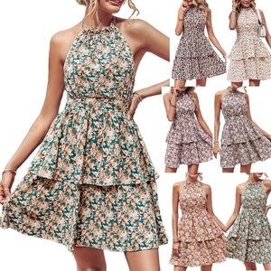 Nueva moda elegante mujer Sexy estampado Floral Sexy vestido sin mangas bohemio vestido Casual - Product Image 1