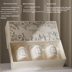 CHLOEFU LAN SS103 เทียนหอมกลิ่นสร้างสรรค์ในแก้วฝ้า ชุดกล่องของขวัญอโรมาเธอราพี 3 ชิ้น ของที่ระลึกระดับไฮเอนด์ ของขวัญทางธุรกิจ - Product Image 6