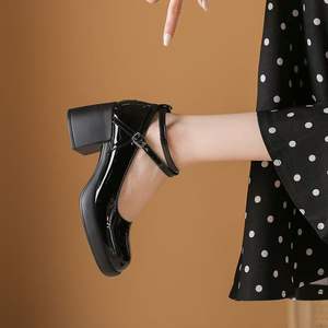 Zapatos de Novia Franceses Mary Janes para Mujer, con Tacón Grueso, Parte Superior de Cuero Genuino, Antideslizantes, Planos, de Moda para Primavera y Otoño - Product Image 3