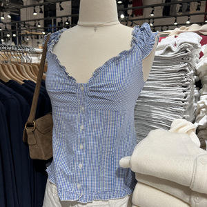 <span class=keywords><strong>Camicia</strong></span> <span class=keywords><strong>a</strong></span> maniche corte da <span class=keywords><strong>donna</strong></span> con scollo <span class=keywords><strong>a</strong></span> V in stile americano <span class=keywords><strong>a</strong></span> <span class=keywords><strong>quadri</strong></span> primaverile - Product Image 3