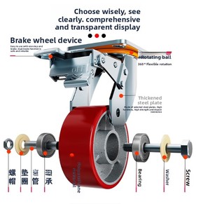 Heavy Duty 4\" 5\" 6\" 8\" Industrial Cast Iron PU <strong>Trolley</strong> Caster <strong>Wheels</strong> Factory <strong>Hand</strong> <strong>Trolley</strong> Workshop Carts for Heavy Load - Product Image 3