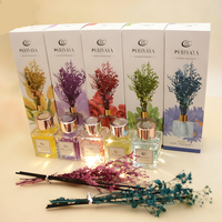 LITBRIGHT Ensemble cadeau de luxe pour la maison et l'hôtel, diffuseur aromatique de 50 ml avec bâtonnets parfumés aux fleurs séchées et boîte d'emballage