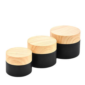 Pot cosmétique rond en plastique ambré vide 5ml-100ml avec couvercle givré et capuchon en bambou, logo personnalisé imprimé pour crème contour des yeux - Product Image 2