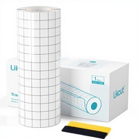 LIKCUT Rollo de Papel Transfer de Vinilo Transparente, Adhesivo Medio, Cuadrícula Gris, Glee S501, Calcomanías/Señales/Pegatinas para Ventanas (5.5in X 50ft) Modelo