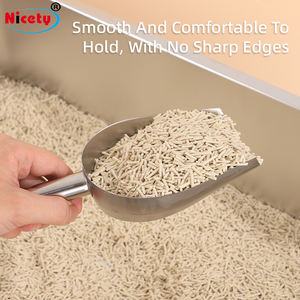 Moderne Edelstahl-Metallgitter-Katzenstreu-Schaufel mit Langem Griff Antihaftbeschichtet Schnelles Sieben Haustier-Streuschaufel für den Hausgebrauch - Product Image 3