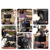 Poussette pliable légère en métal pour animaux de compagnie, chariot de transport respirant pour chiens et chats, chariot de promenade extérieur pour Corgis et Teddy