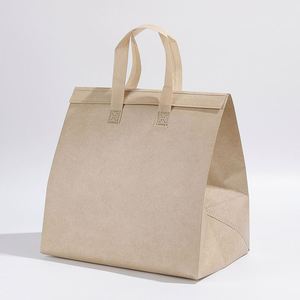 Brown Waterproof Coated Dupont Lunch Bag for Kids Insulated Lunch Cooler <b>Tyvek</b> Bag for Food with Custom logo - Product Image 1