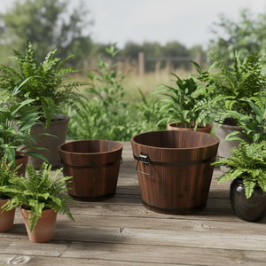 Bac à plantes en bois Hot Barrel <span class=keywords><strong>avec</strong></span> trous de drainage, pour intérieur et extérieur, jardinières surélevées décoratives pour plantes, herbes et légumes, application <span class=keywords><strong>jardin</strong></span> - Product Image 4