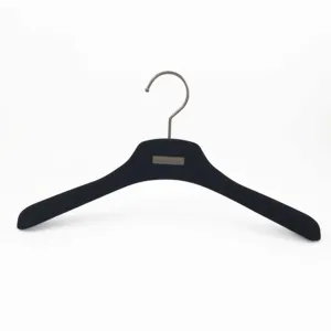 Custom Wholesale Durable Flocked Plastic Hangers Non-Slip Velvet Jacket Hangers Coat Shirt with Custom Logo