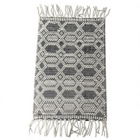 Geometrisch gemusterter, flach gewebter Wollteppich, rechteckig, im Bohemian-Stil mit Fransen, für Wohnzimmer und Heimdekoration