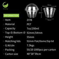 Fabricant de gobelets à emporter ZFCUP, gobelets personnalisés de qualité supérieure pour café froid, desserts, glaces, gobelets en plastique miniatures pour latte glacé de 7 oz avec couvercles