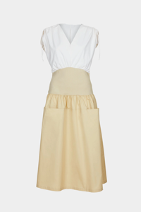 Abito da <span class=keywords><strong>donna</strong></span> con pannello Color Block originale PG di ispirazione reale spagnola a vita Ultra larga-estate, minimalista e di lusso - Product Image 6