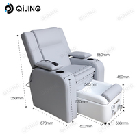 Équipement de salon de manucure Chaise de spa en cuir gris Chaise de massage électrique de luxe moderne pour pédicure