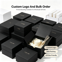 Boîtes cadeaux rigides carrées noires avec logo personnalisé, boîte d'emballage en papier à couvercle rabattable pour bougie, diffuseur de parfum, ensemble cadeau de parfum d'ambiance pour la maison
