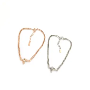 New Arrival 2rows different color CCB bead chain crystal butterfly gold rhod plated Bracelet for Women