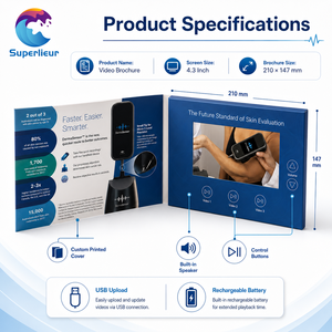 Superlieur A5 Écran LCD numérique HD 4,3 pouces pour brochure vidéo, cartes de vœux, cartes de visite, invitations de mariage, vidéo vierge - Product Image 2