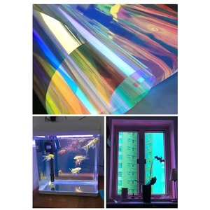 ฟิล์ม PET สีรุ้งสะท้อนแสงไดโครอิก น้ำเงิน แดง โฮโลแกรม เงา สีสันสดใส แบบมีกาวในตัว หนา 2 มิล สำหรับงานสถาปัตยกรรม ป้องกันความร้อน - Product Image 4