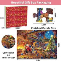 Calendrier de l'Avent de Noël 2025 – Puzzle de 1008 pièces, 50x70cm, grand format, portable, style ROMANCE, affiche en papier imprimée numériquement