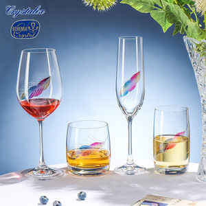 Champagne Glass With Colorful Feather Design For Wedding Occasion - Product Image 4