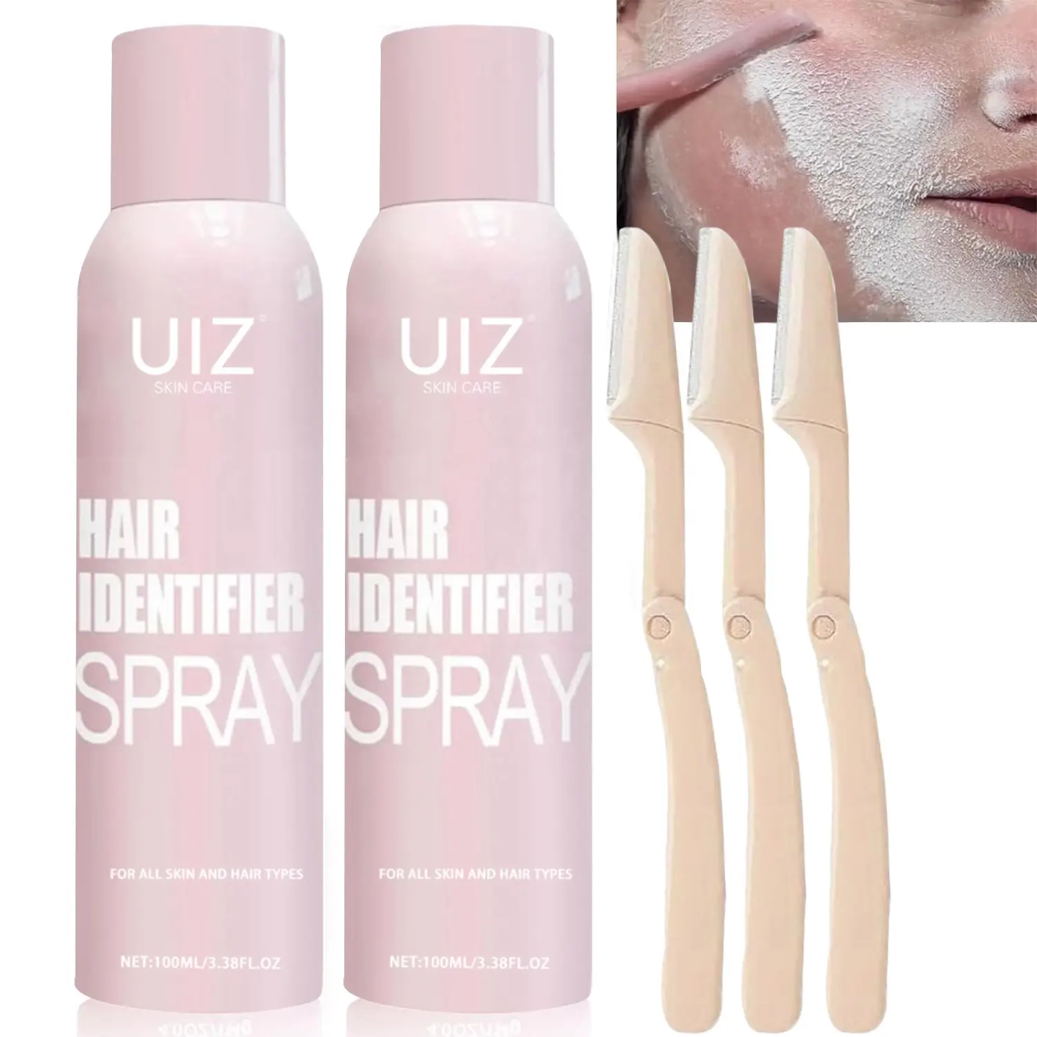 Hair Identifier Spray Face Body Shaving Facial Hair Smooth Cooling Skin Protection Hair Removal Dermabrasion Powder Spray