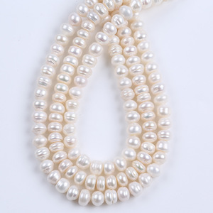 Perle de Zhuji 9-10mm, perle d'eau douce naturelle blanche ronde, perle en vrac, fabrication de bijoux faits main avec couleur - Product Image 4