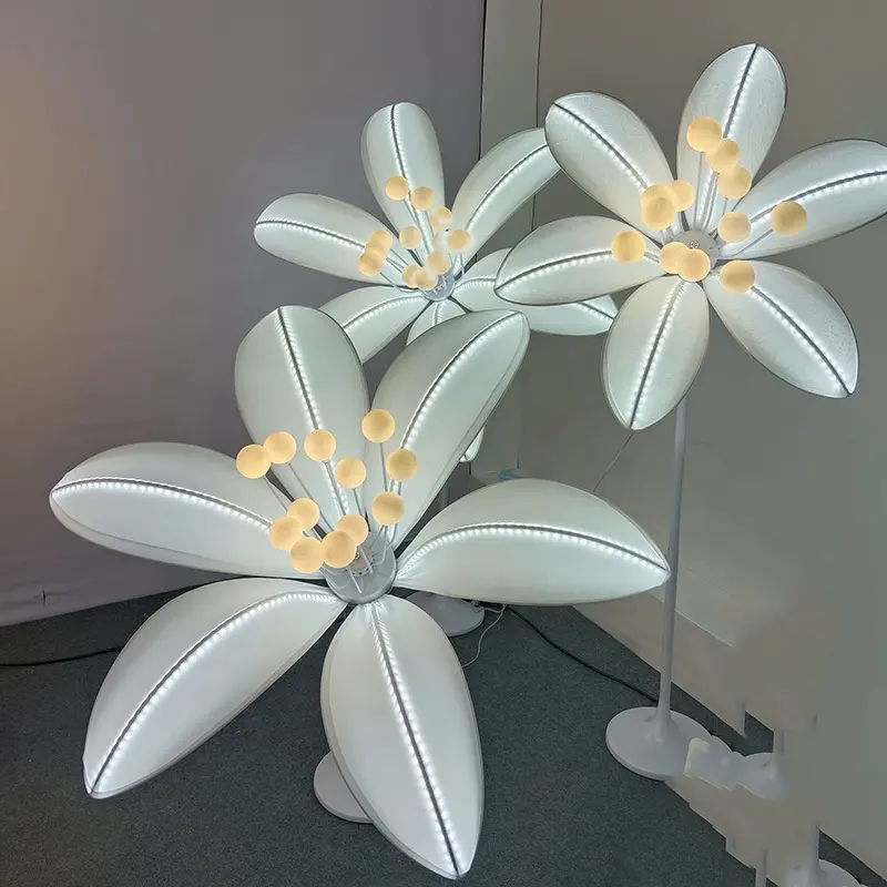 O-B010 Wholesale Cheap Price Wedding Events Background Led Luminous Flowers Decoration Lily Shape Walkway Light Stage Road Guide