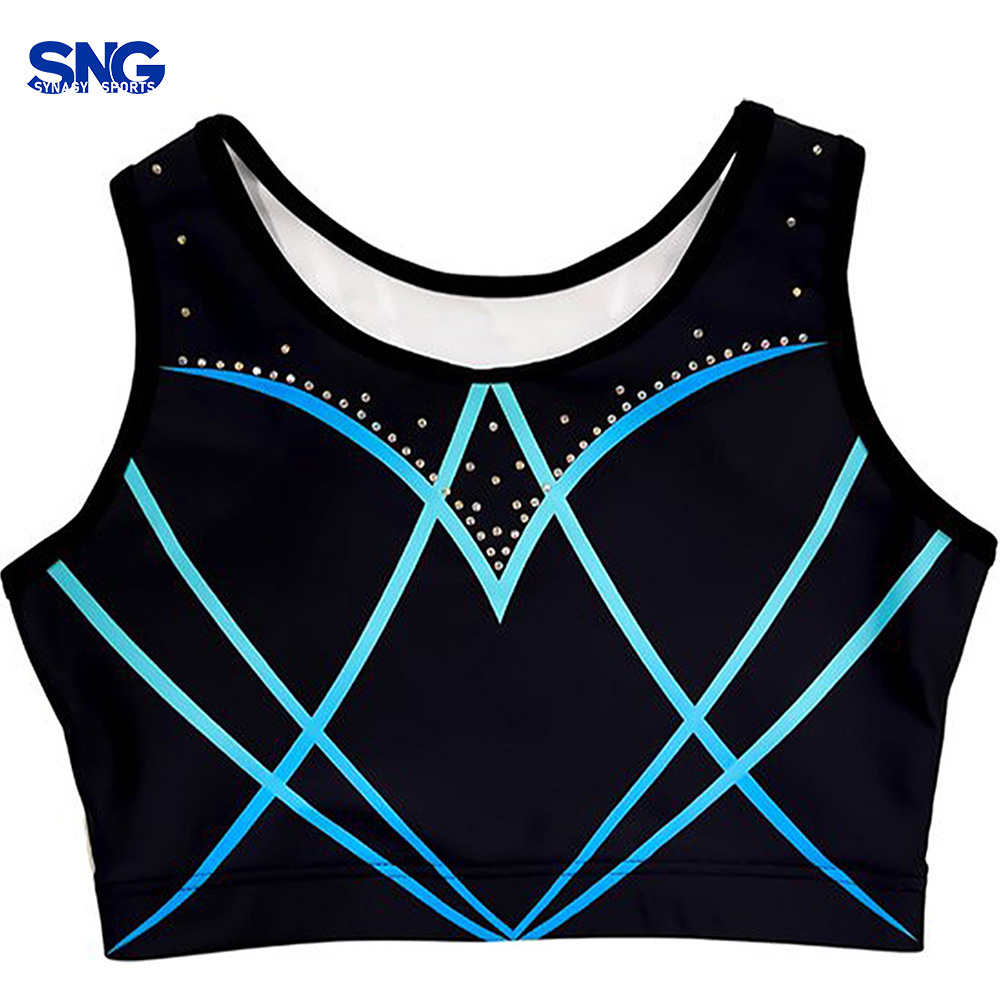 SNG Custom Sportswear for Girls Breathable Comfortable Cheerleading Athletic Bra With Rhinestones New Design for Children