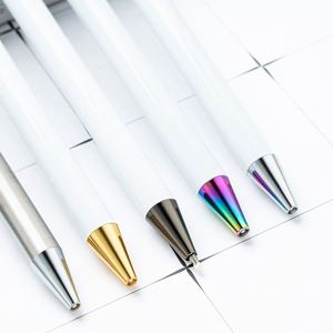 Custom Metal Click <b>Pen</b> with Crystal Stickers, White Ballpoint <b>Pen</b>, Promotional Gift, No Clip Design - Product Image 4