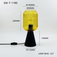 Lámpara de Mesa Decorativa para Habitación de Hotel, Lámpara de Mesa LED de Vidrio con Pantalla de Vidrio Ahumado Ámbar, Efectos de Luz Elegantes