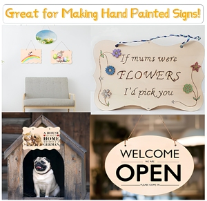 12 plaques rectangulaires en bois brut à suspendre pour porte, à brûler, à peindre, pour enseignes DIY - Product Image 3