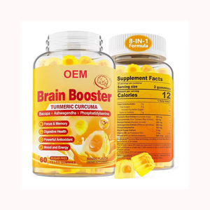 Gummies OEM 8-en-1 pour le Cerveau Sans Sucre, à la Phosphatidylsérine, Bacopa, Ashwagandha, Curcuma, pour la Performance Cognitive, l'Humeur et l'Énergie, Goût Mangue, à Croquer - Product Image 1