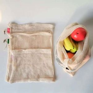 Reusable 100% Natural Fruit Vegetable Storage <b>Net</b> Bags Cotton <b>Mesh</b> Bag Reusable Produce <b>Mesh</b> <b>Net</b> Bag for Grocery - Product Image 2